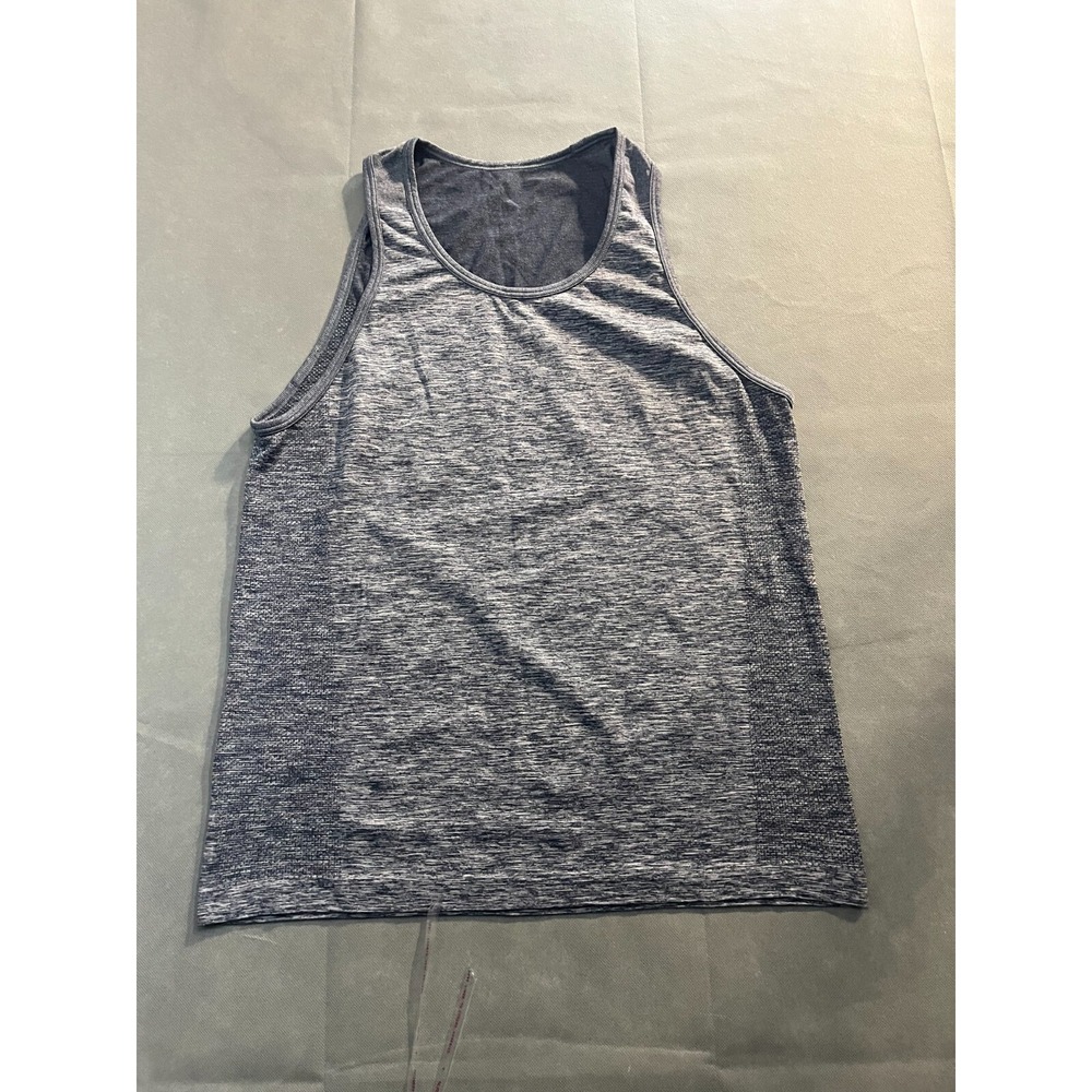 Lululemon Tank Top Women's Gray Heather Logo Stretch Scoop Neck Performance